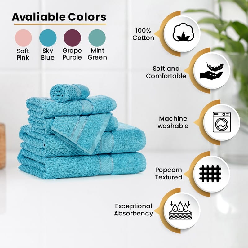 Hand Towels for Bathroom Popcorn Textured-18 X 28 Inch by Ample Decor