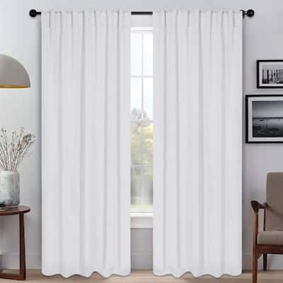 Superior Solid Machine Washable Room Darkening Blackout Curtains with Back Tabs, Set of 2