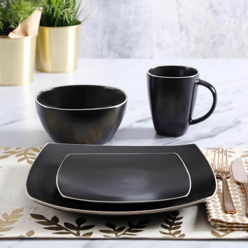 Gibson Soho Lounge Square 16pc Dinnerware Set - Matte Finish