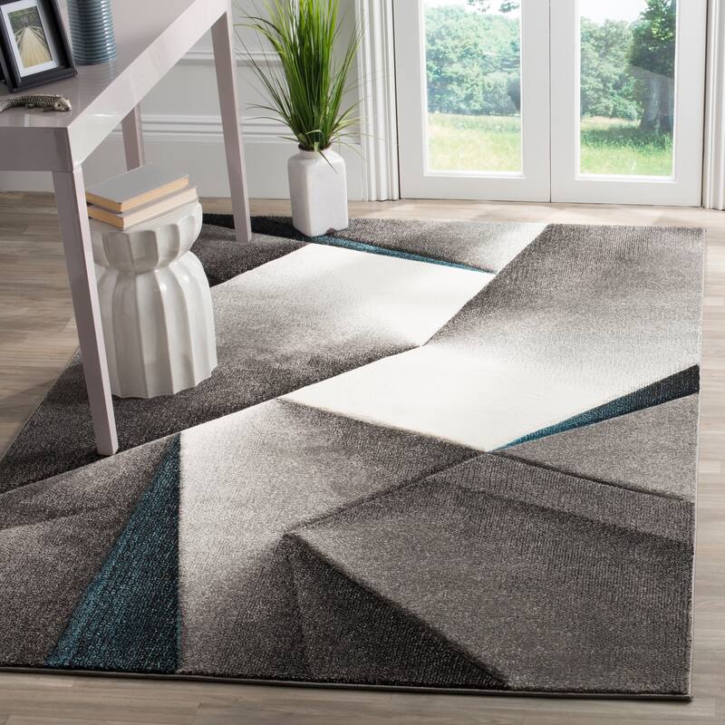 SAFAVIEH Hollywood Nandita Mid-Century Modern Abstract Rug - 5'3" x 7'6" - Grey/Teal