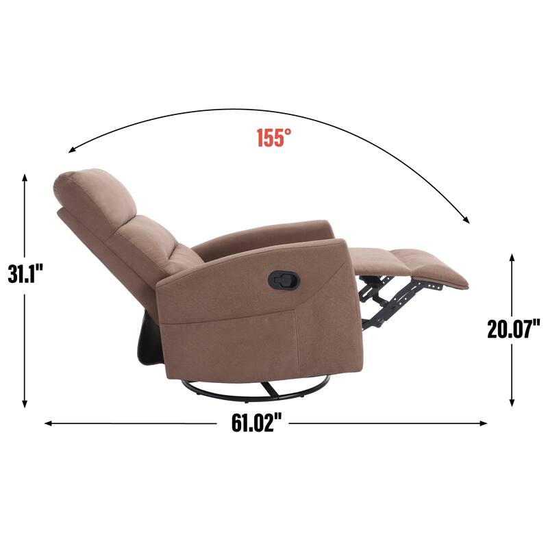 360° Swivel Rocking Recliner Chair in Polyester for Living Room