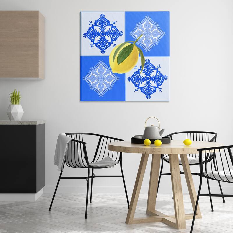 Stupell Lemon over Geometric Tiles Canvas Wall Art Design By Ashley Singleton