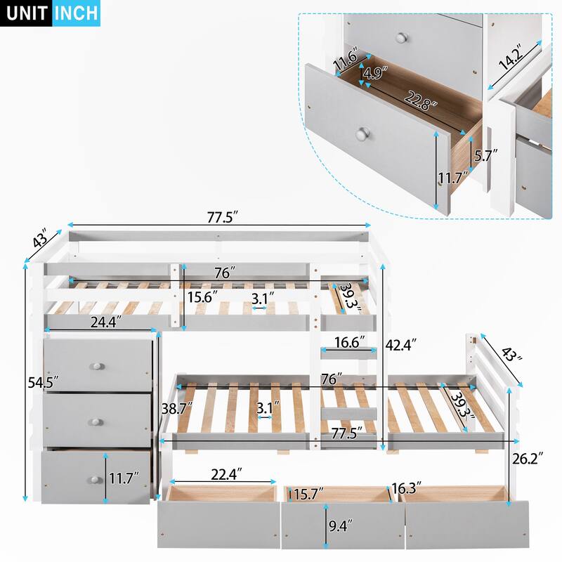 Twin over Twin Loft Bunk Bed