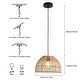 preview thumbnail 3 of 8, 1-Light Woven Rattan Bohemian Adjustable Pendant Light - 11.75*7inches