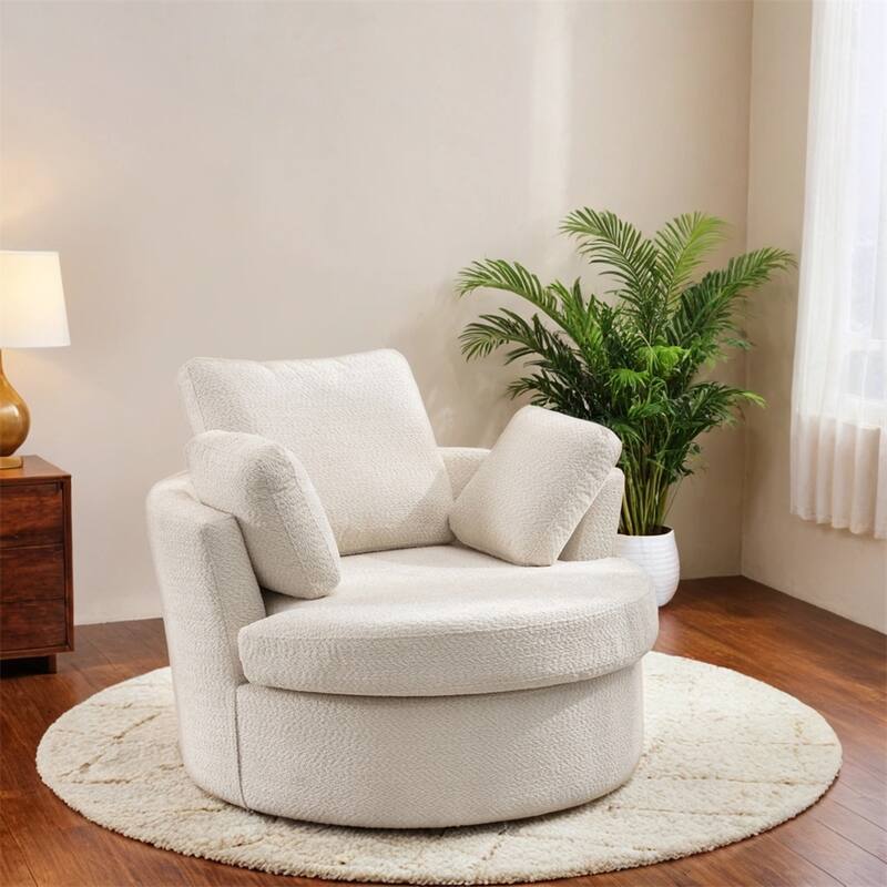 Oversize Swivel Chair Cozy Club 360 Degrees Swivel Sofa with 3 Pillows