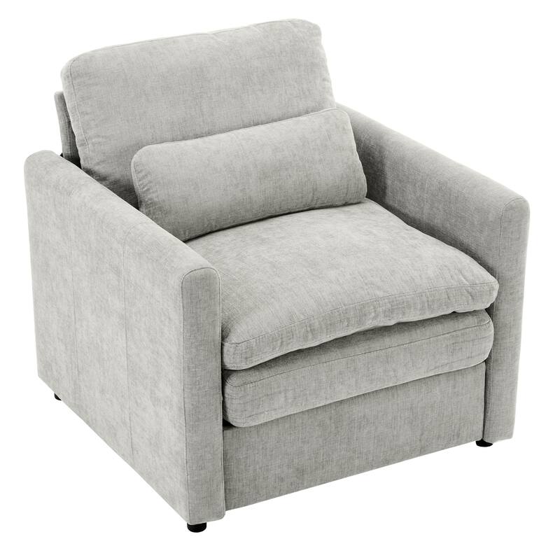 31.9" Oversized Comfy Light Grey Chenille Armchair for Living Room