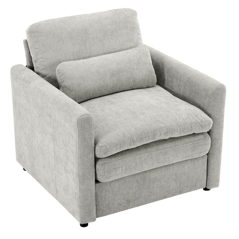 Oversized Chenille Fabric Cloud Sofa, Ergonomic Upholstered Lounge Armchair, Single Sofa Chair with Plush Cushion
