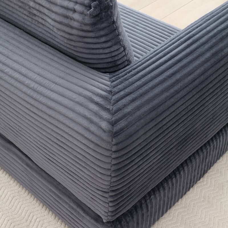 2 in 1 Folding Sofa Bed Loveseat, Corduroy Convertible Sleeper Couch with Pillows, Boneless Floor Futon