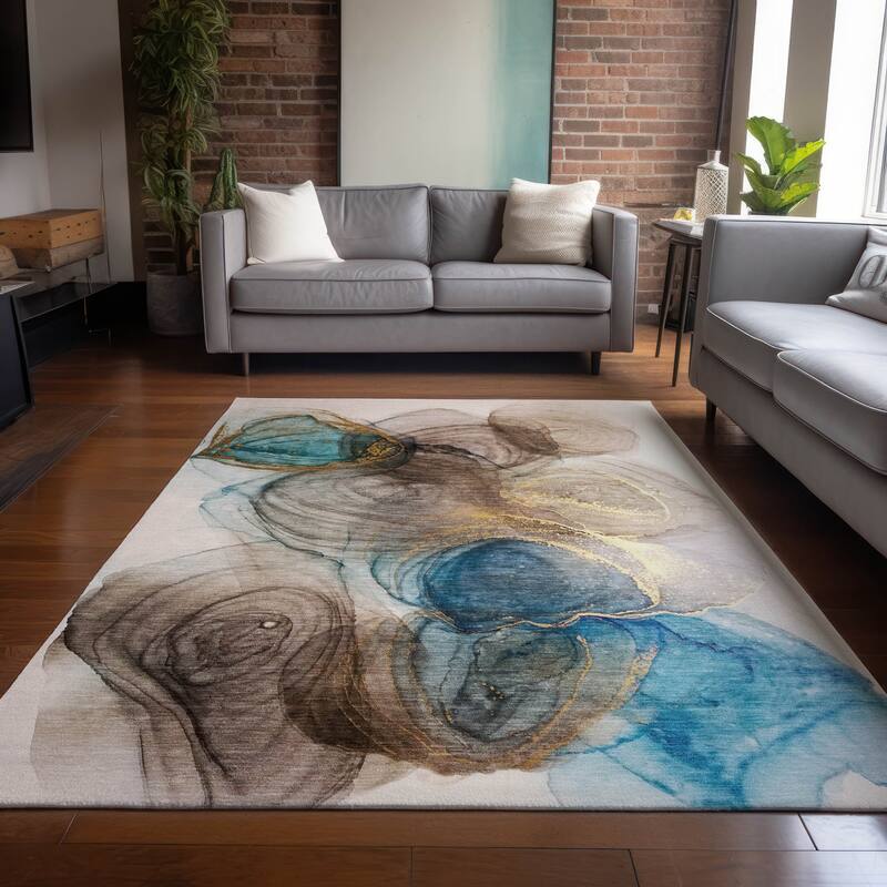 Elfi Artistic Abstract Weather Resistant Versatile Elegance Outdoor Rug