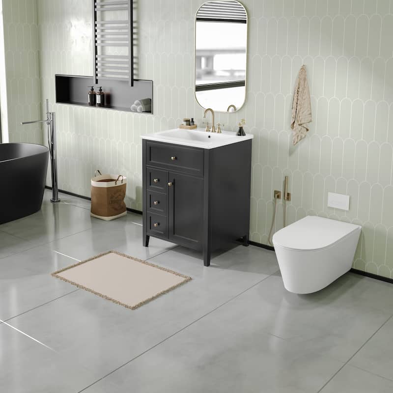 Modern Bathroom Vanity with Abundant Storage and Sturdy Construction - Black