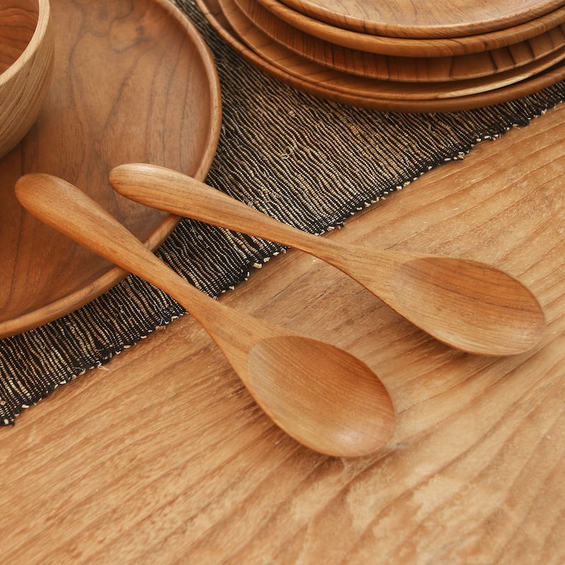 Novica Handmade Hearty Meal Teak Wood Salad Spoons (Pair)