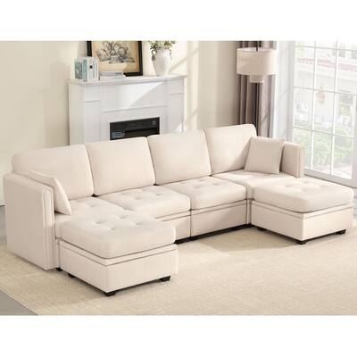110" Cat-Scratch-Proof 6-Seater Sectional Sofa with Storage