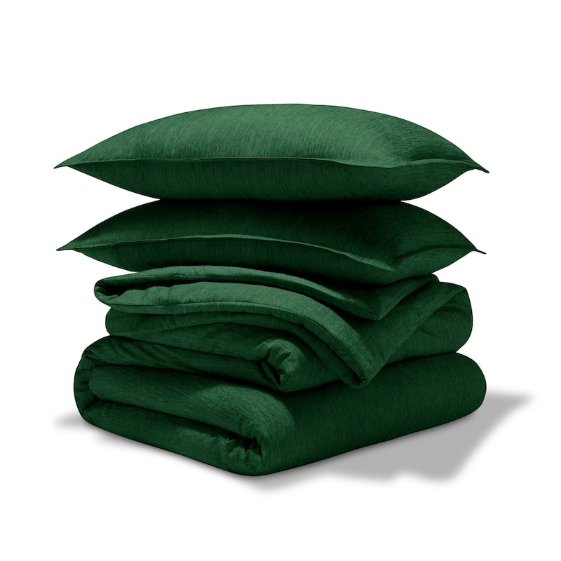 Bare Home Hypoallergenic Down Alternative Comforter Set - Queen - Heathered Forest Green
