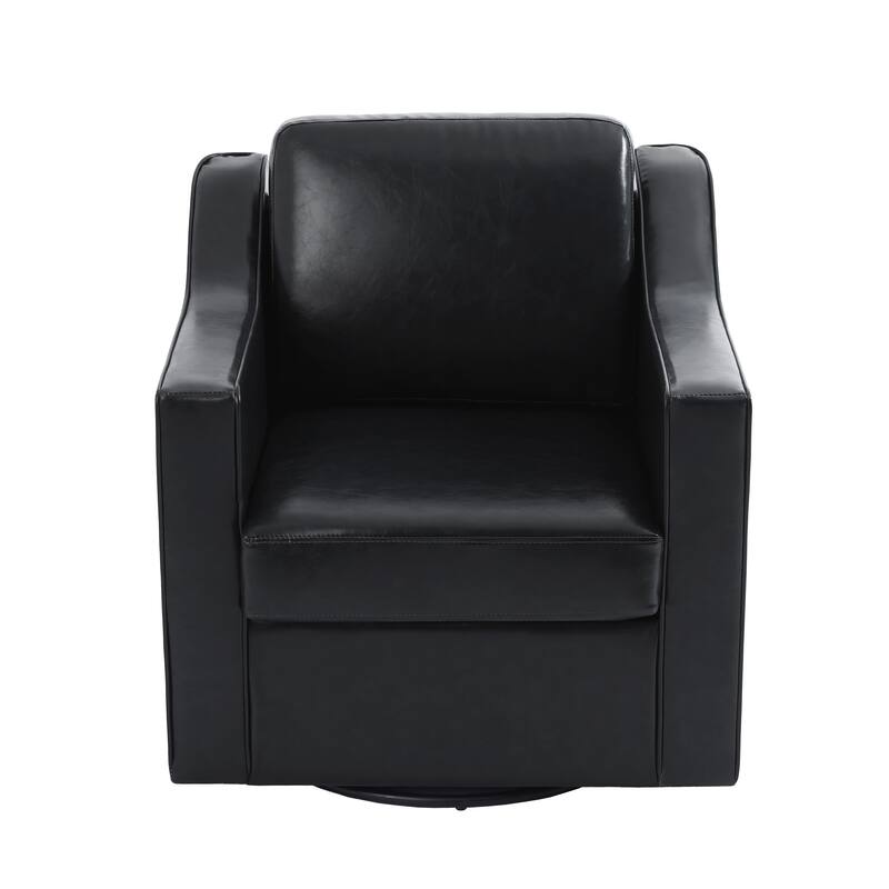 UIXE Chenille/Leather Swivel Barrel Chair Accent Chairs For Living Room