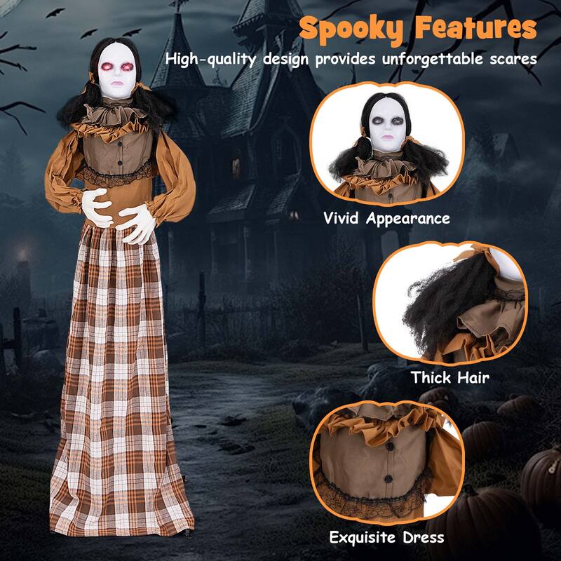 Costway Halloween Animatronics with Red Light Up Eyes Motion & Sound - See Details