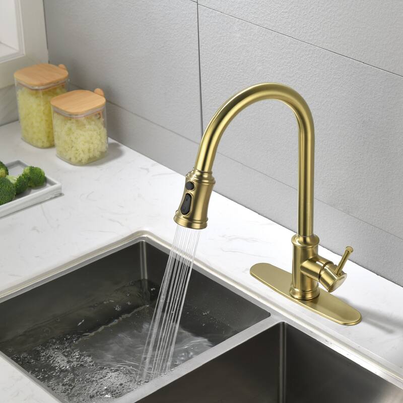 High Arc Stainless Steel Kitchen Faucet with Pull Down Sprayer