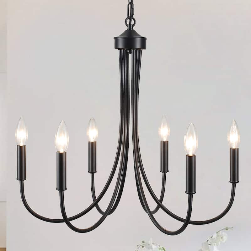 6-Light 23.62 in. Classic Chandelier for Kitchen Living Room - Black