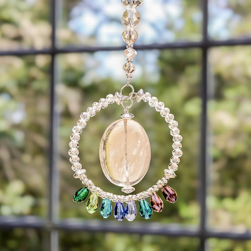 Novica Handmade Mystic Peace Ring Crystal And Glass Beaded Suncatcher