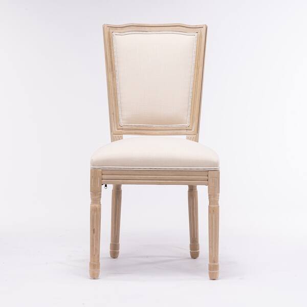 slide 2 of 11, Cream Linen Fabric Dining Chair Set of 2, Square Back Side Chair Cream