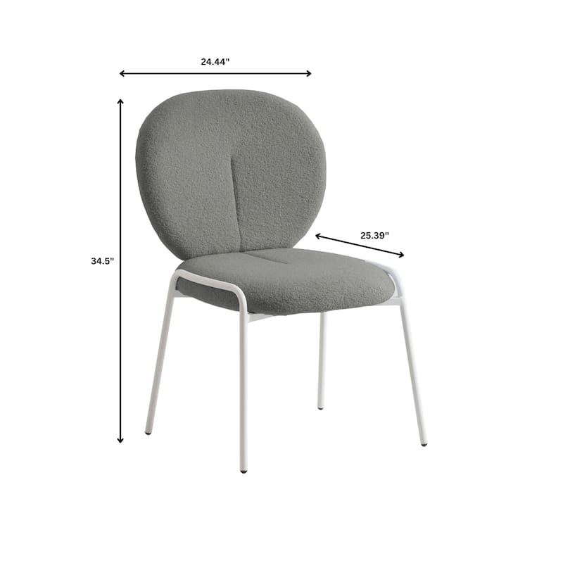 Celestial Modern Boucle Dining Chairs - Upholstered Accent Side Chairs with White Powder-Coated Iron Frame Set of 4