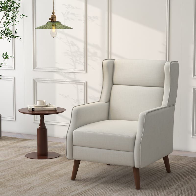 Upholstered Modern Accent Chair Living Room Armchairs - Beige
