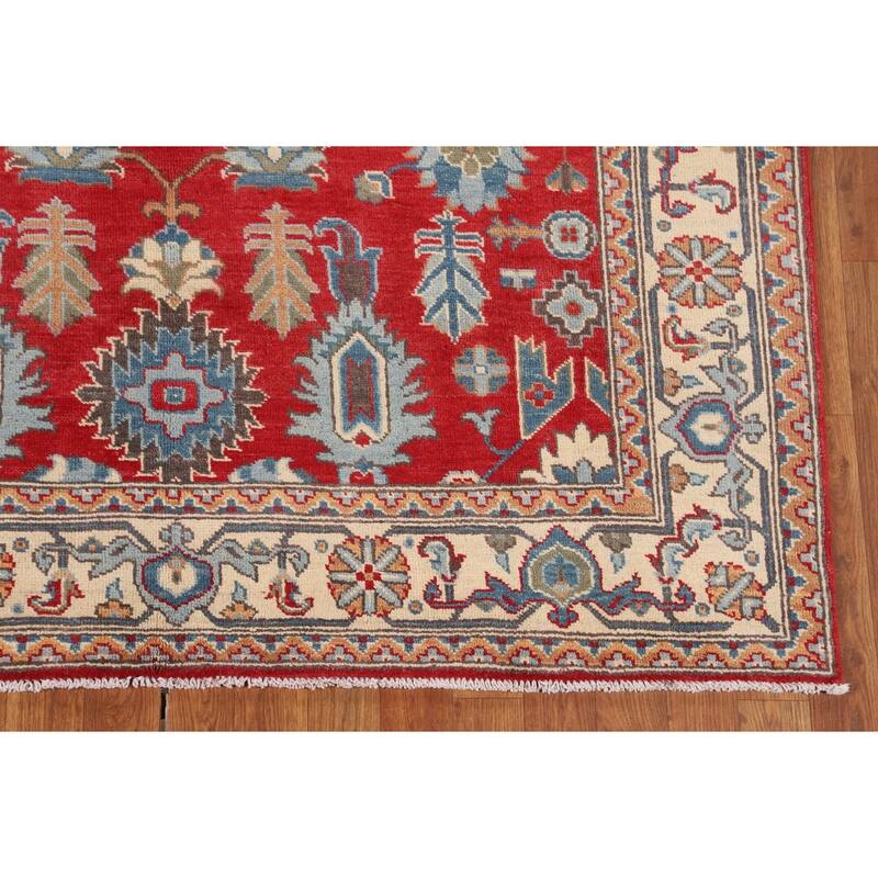 Red Kazak Area Rug Hand-Knotted Bedroom Wool Carpet - 5'1" x 6'7"