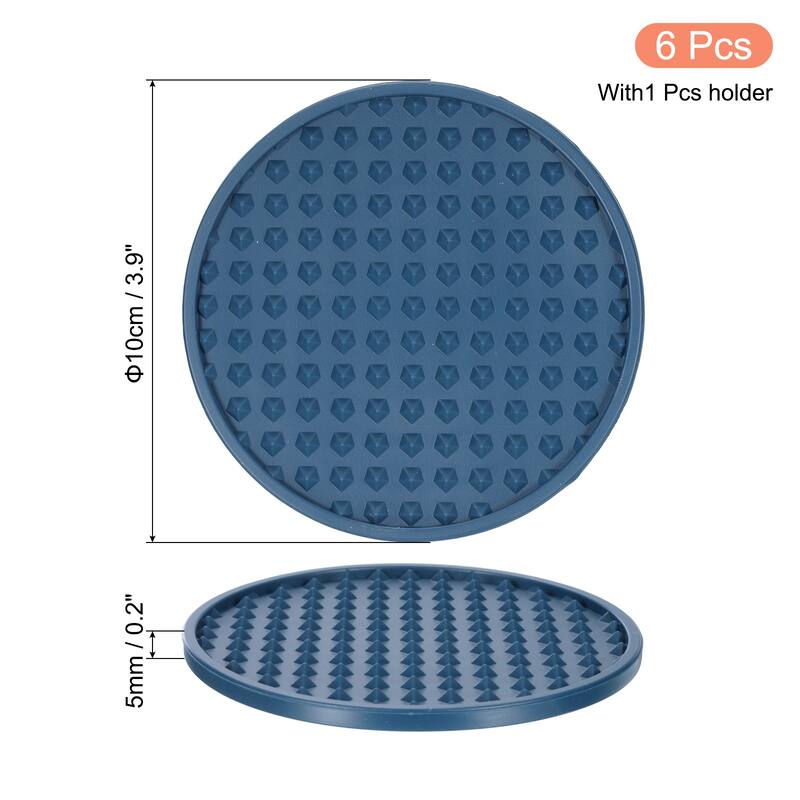 6pcs Silicone Drink Coasters with Holder for Desk Furniture Protection