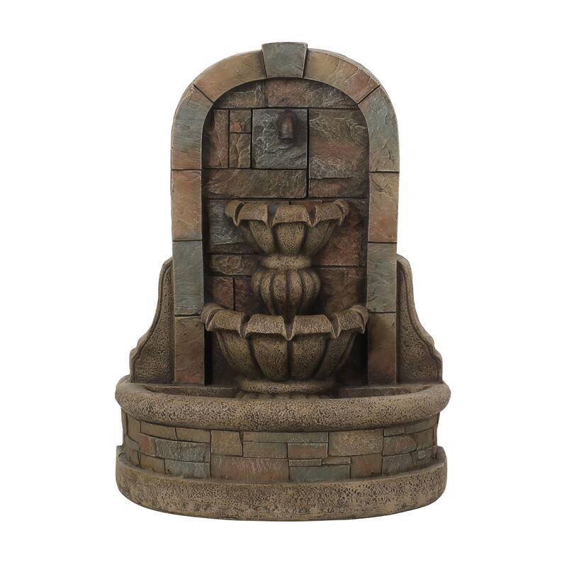 Roomfitters 29-Inch Outdoor Tiered Water Fountain, Classic Roman Design Weather-Resistant Faux Stone Floor Fountain, Stone Gray