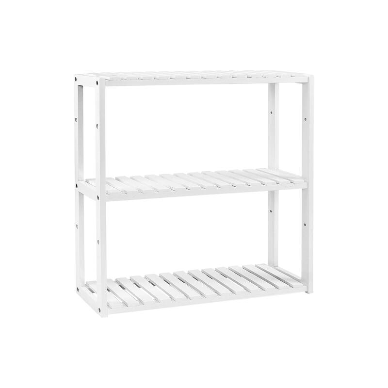 3-Tier Wall-Mountable Wicker Storage Shelf Space-Saving Adjustable Organizer for Bathroom Kitchen or Living Room