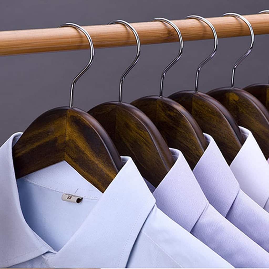 Set Of 5 Natural Wooden Coat Hangers for Suit/Dress/Shirt/Sweater - 17.52*2.16*8.74in