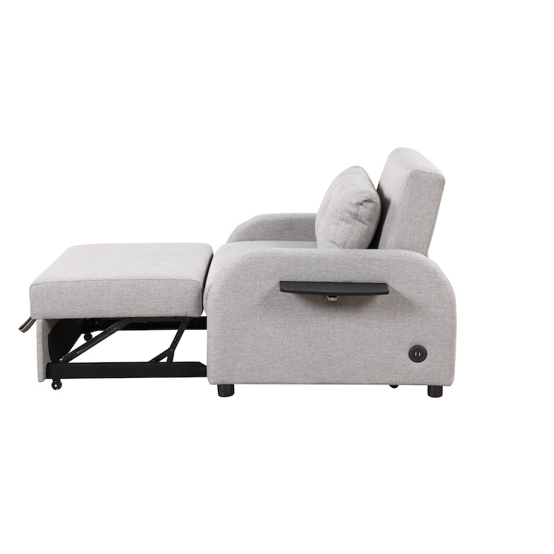 3 in 1 Pull Out Sleeper Sofa, Sofa Bed with Adjustable Backrest, Daybed with USB Charging Port and Wing Table