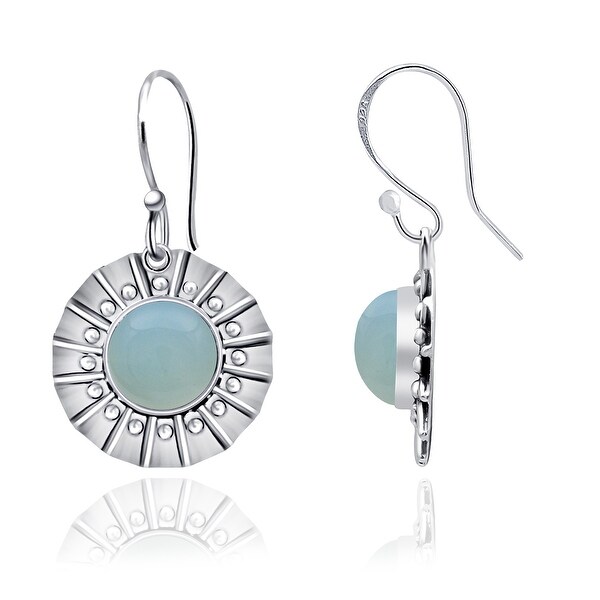 Amethyst, Chalcedony, Tiger Eye Sterling Silver Round Dangle Earrings by Orchid Jewelry. Opens flyout.