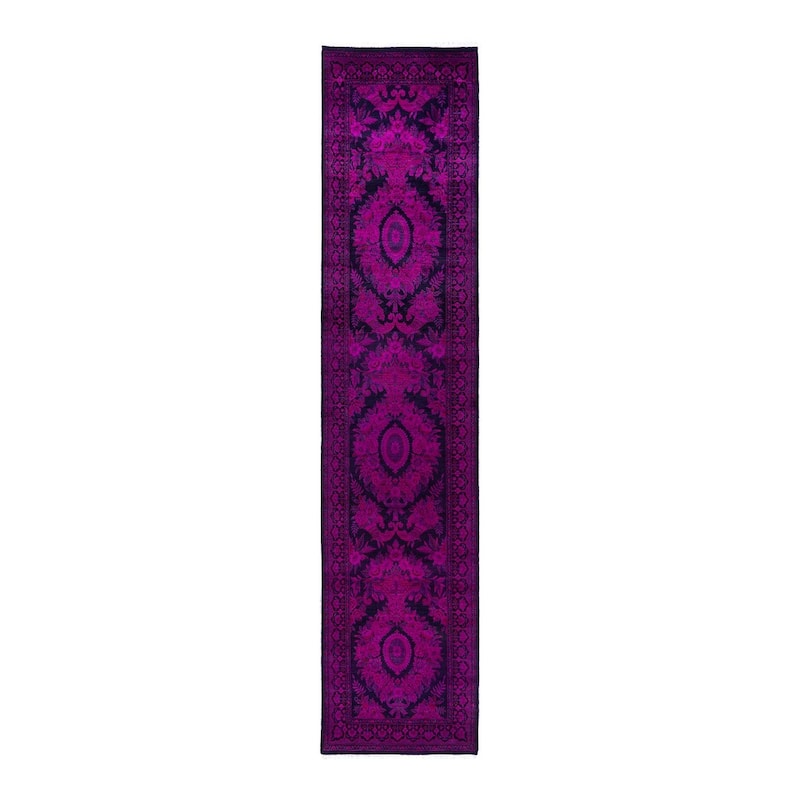 Fine Vibrance One-of-a-Kind Hand-Knotted Runner Rug - Pink, 2' 8" x 12' 8" - 2' 8" x 12' 8"