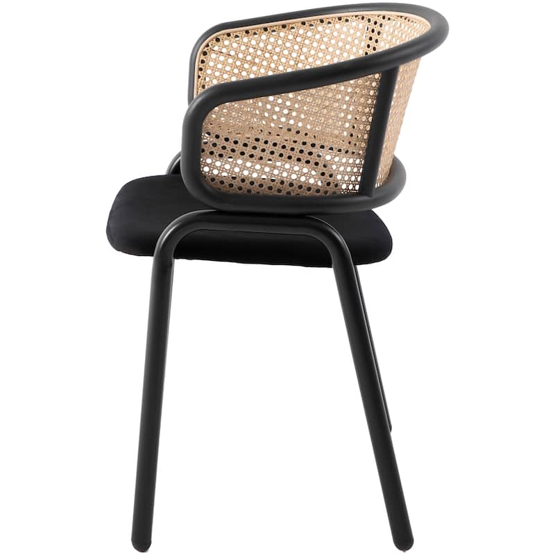 Ervilla Modern Mid-Century Velvet Upholstery Powder-Coated Steel Legs Dining Armchair with Plastic Floor Protectors