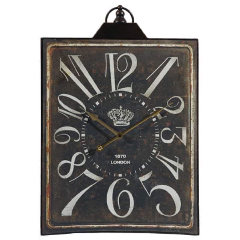 Vintage Style Rectangular Wall Clock - 25.5" - Black and White