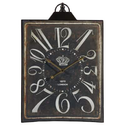 Vintage Style Rectangular Wall Clock - 25.5" - Black and White