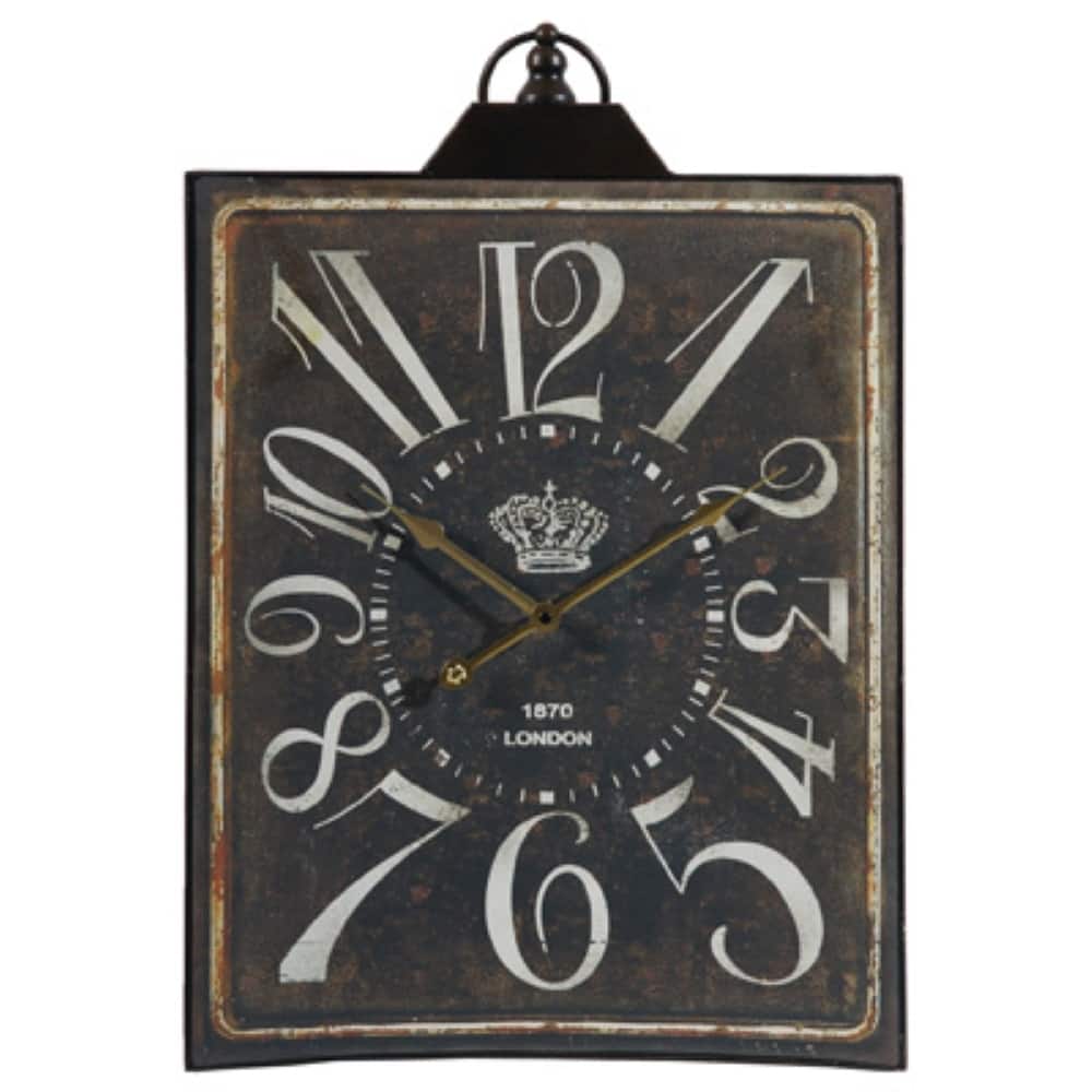 Vintage Style Rectangular Wall Clock - 25.5" - Black and White