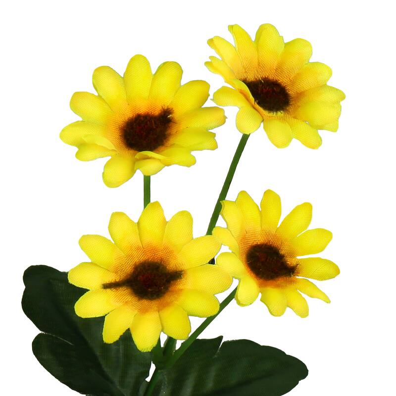 Set of 8 Yellow Artificial Delicate Mini Daisy Flower Stem Bush Bouquet 13in - 13" L x 6" W x 6" DP