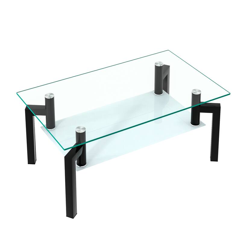 Rectangle Glass Clear Coffee Table Side Table