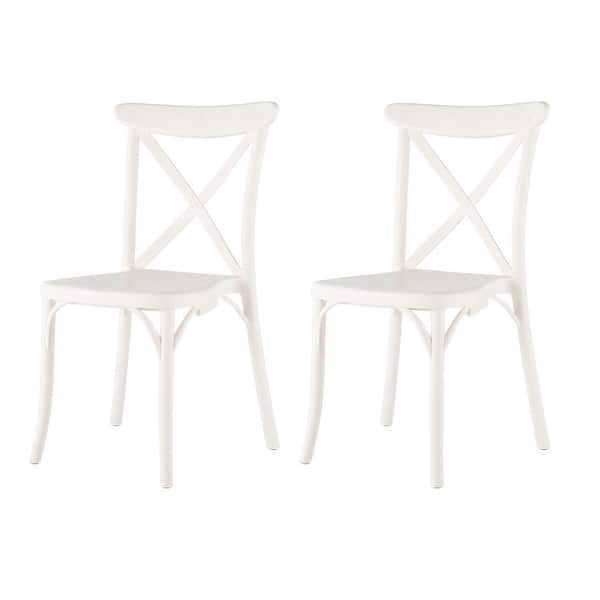 slide 11 of 21, Toppy Stackable X Dinning Chair (Set of 2) White