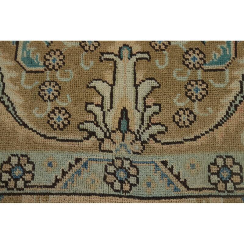 Tabriz Vintage Persian Area Rug Handmade Traditional Peach Wool Carpet - 9'7" x 12'8"