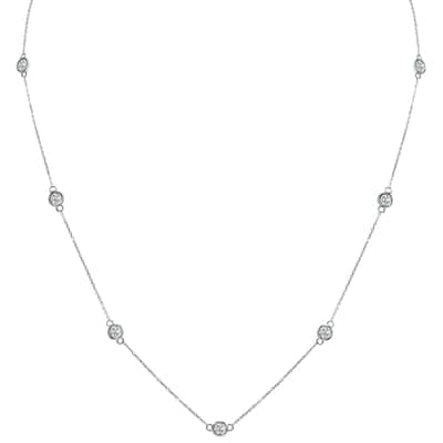 Marquee 2 Carat TW Bezel Set Lab Grown Diamond Station Necklace in 14K White Gold