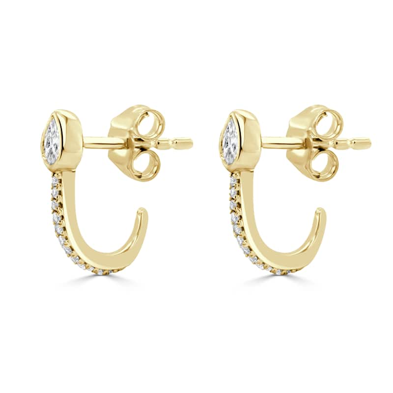 Joelle Collection 14K Yellow Gold Pear Shape And Round Diamond Hook Earrings