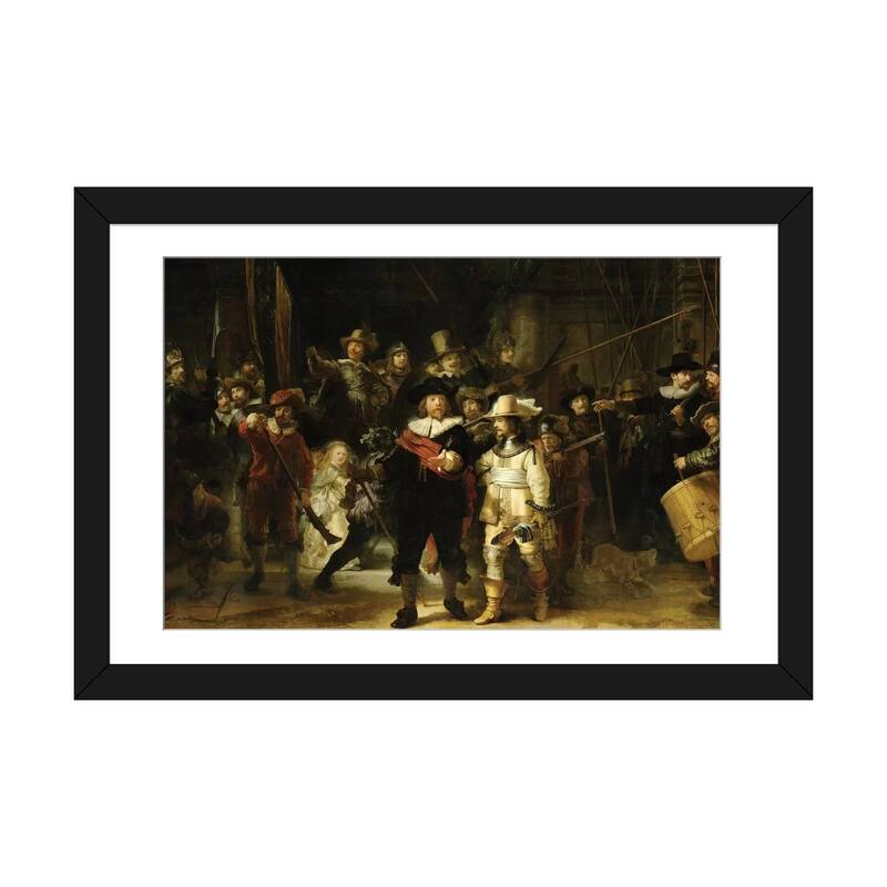 iCanvas "The Night Watch, 1642" by Rembrandt van Rijn - Black - 24x32x1