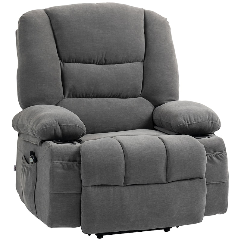 Brown Power Lift Recliner Chair with Vibration Massage, Heating, Remote Control, Quick Assembly, and Side Pockets