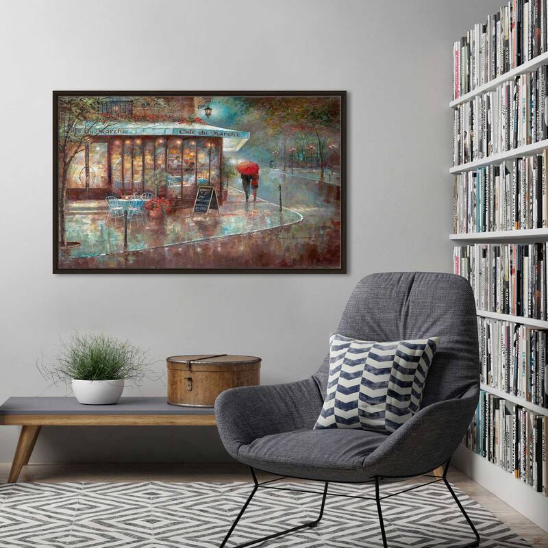 "Cafe Du Marche" by Ruane Manning Print on Floating Canvas