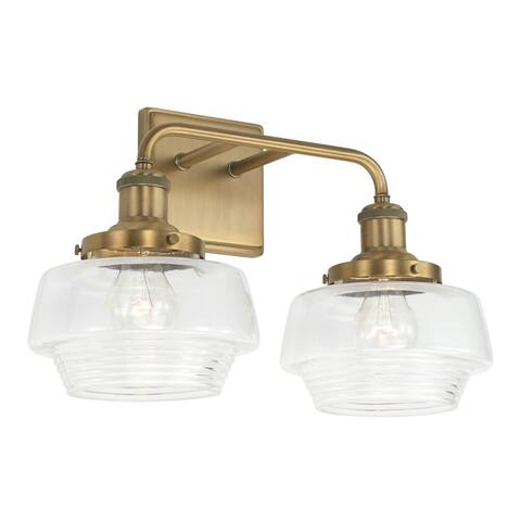 Miller 2-light 17-inch Bath/ Vanity Fixture w/ Clear Ribbed Glass