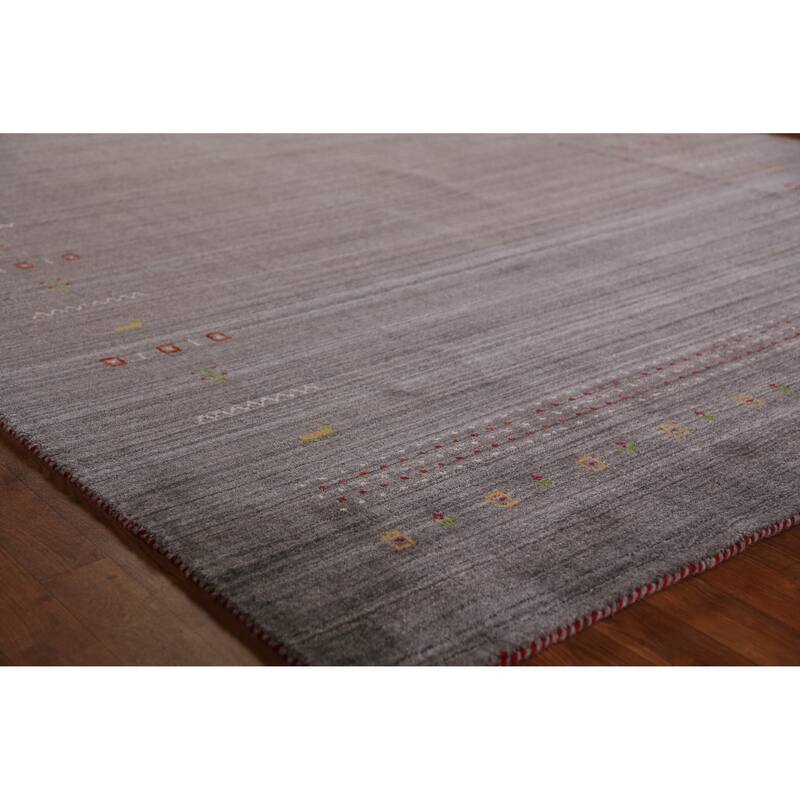 Hand Knotted Oriental 100% Wool Carpet Tribal Tribal Greys & Charcoal Gabbeh Area Rug - 9' 9'' X 8' 0''