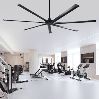 84" Industrial Aluminum Warehouse Black Extra Large Ceiling Fan with Remote