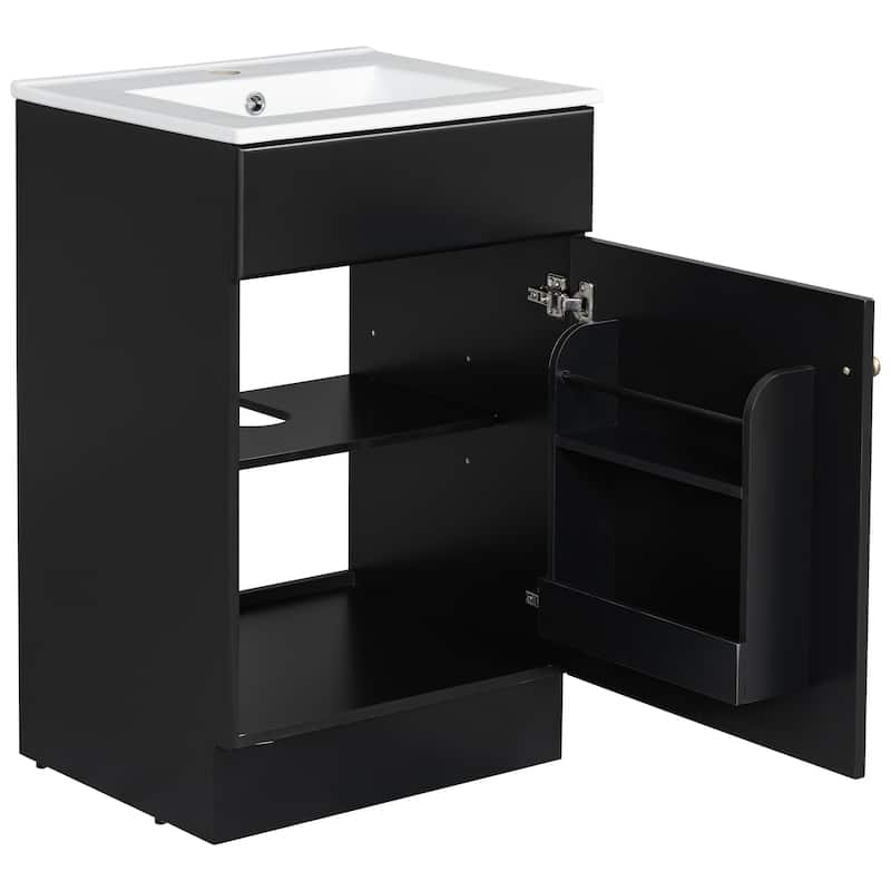 Bathroom Vanity with Sink, Vanity Set with Adjustable Shelf, Bathroom Cabinet with Storage Rack and Soft Closing Door